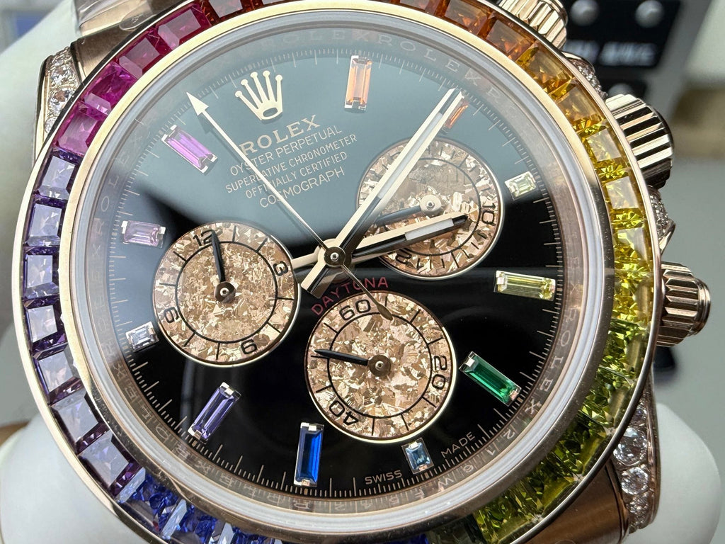 Rolex Daytona Rainbow 116595RBOW Everose gold front view