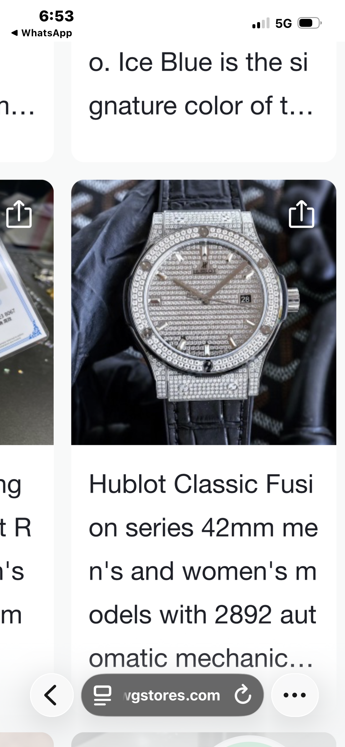 Hublot Classic Fusion 42mm full iced out moissanite watch