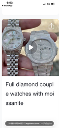 Full diamond couple watches with moissanite
