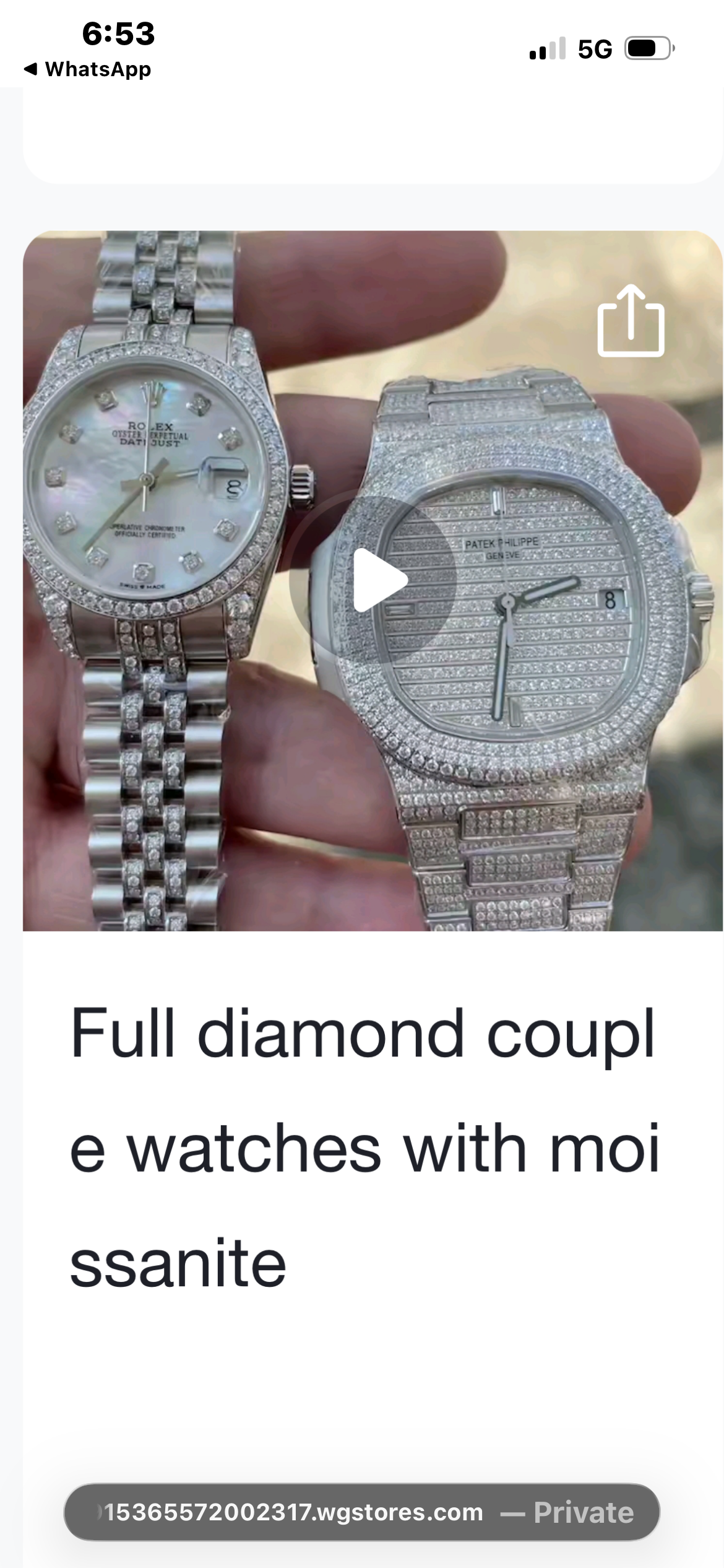 Full diamond couple watches with moissanite
